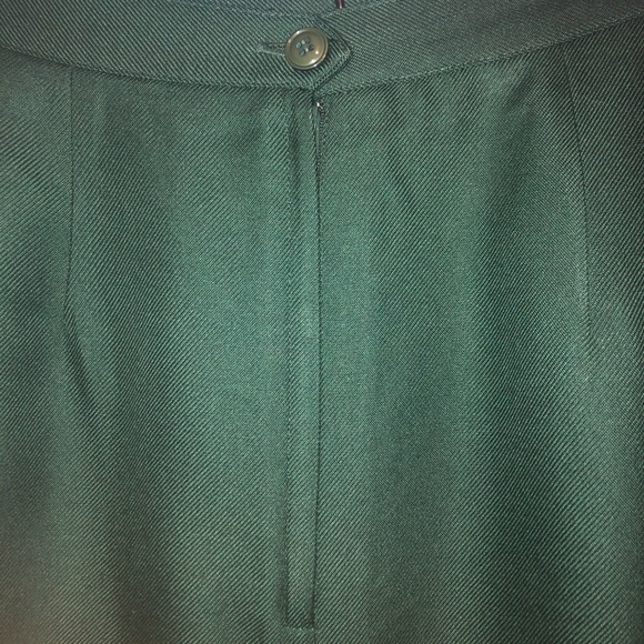 Vintage A-Line Pleated Green Business Skirt - Picture 6 of 8